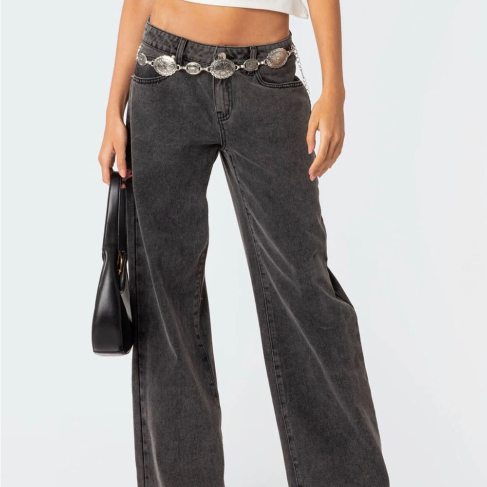 RAELYNN WASHED LOW RISE JEANS BLACK / XS